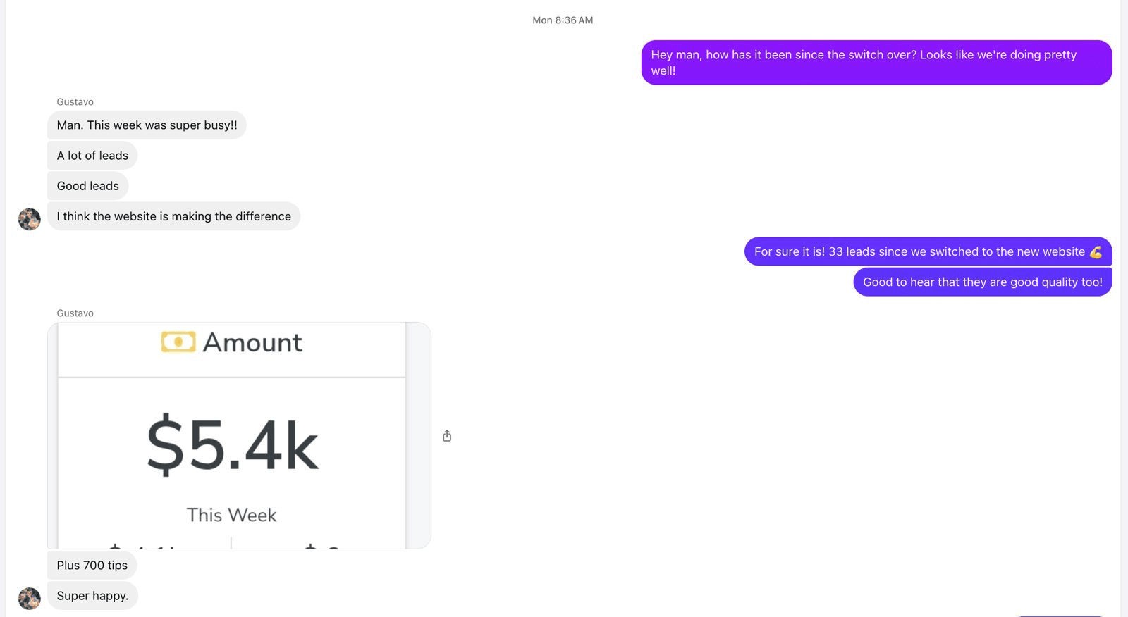 Success - Gustavo website good leads and $5,400 week