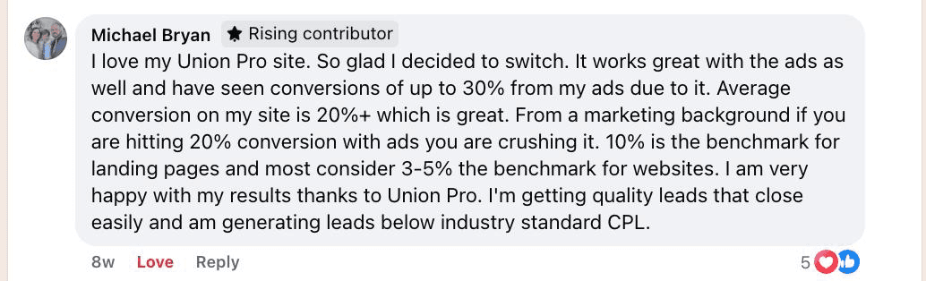 Success - Michael Bryan 30 percent conversions