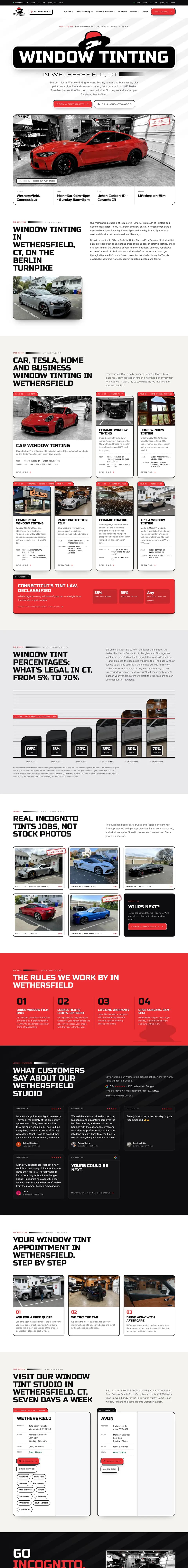 Incognito Tints home page, top to bottom