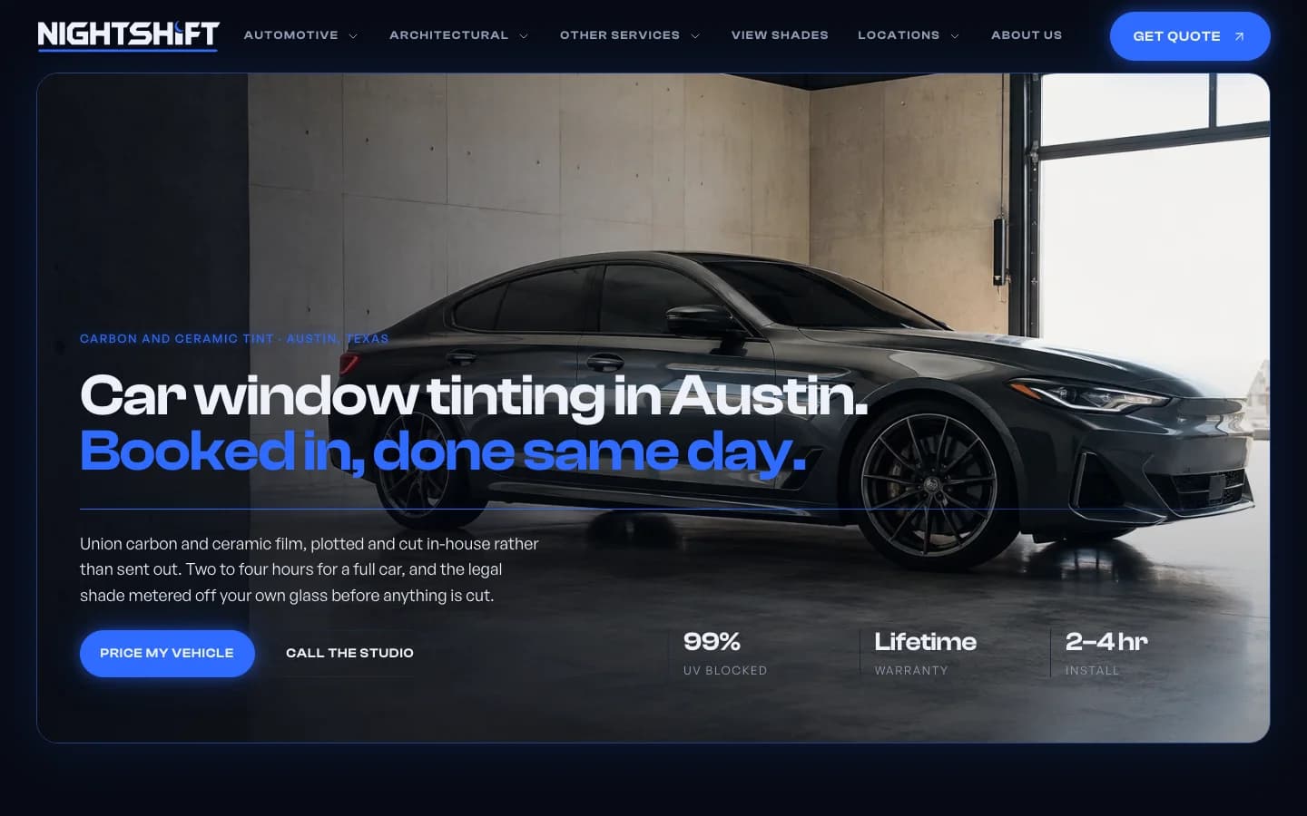 Car tint website page preview thumbnail